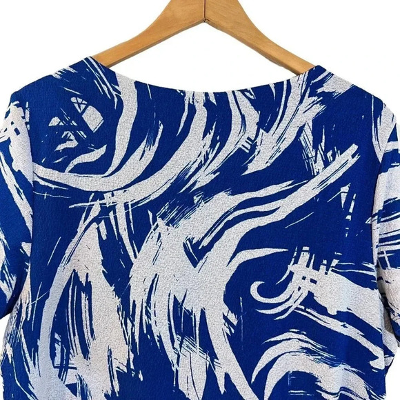 Alfani Blouse Plus 3X Abstract Pattern Stretch Gathered Ruched Waist Pullover - Picture 2 of 8